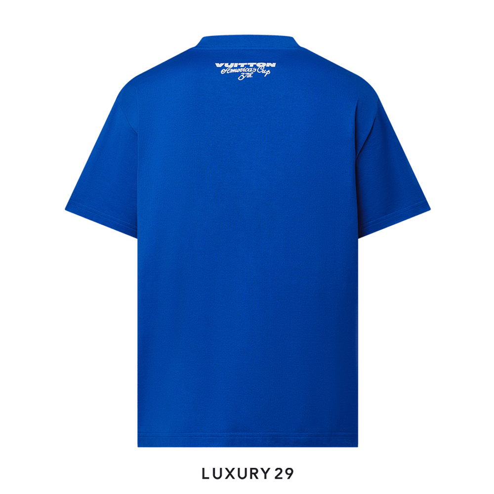 Louis Vuitton LV Short-Sleeved Embroidered Cotton T-Shirt(S, Blue)