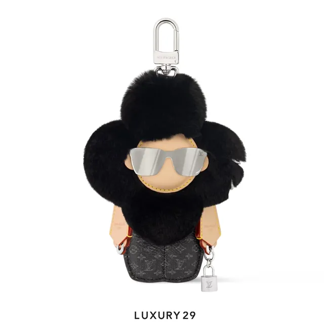 LOUIS VUITTON LV X Vivienne Fashionista Bag Charm Mink and leather Black