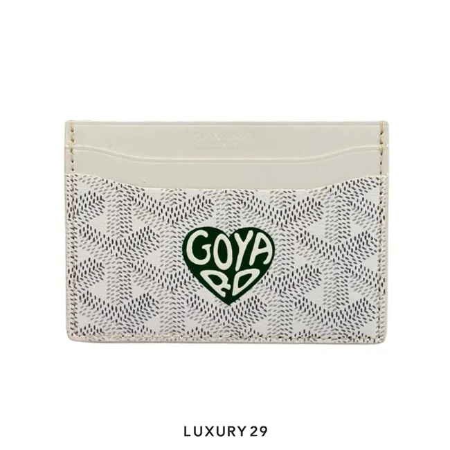 Goyard Saint-Sulpice Card Wallet White Hand-Painted Heart Green