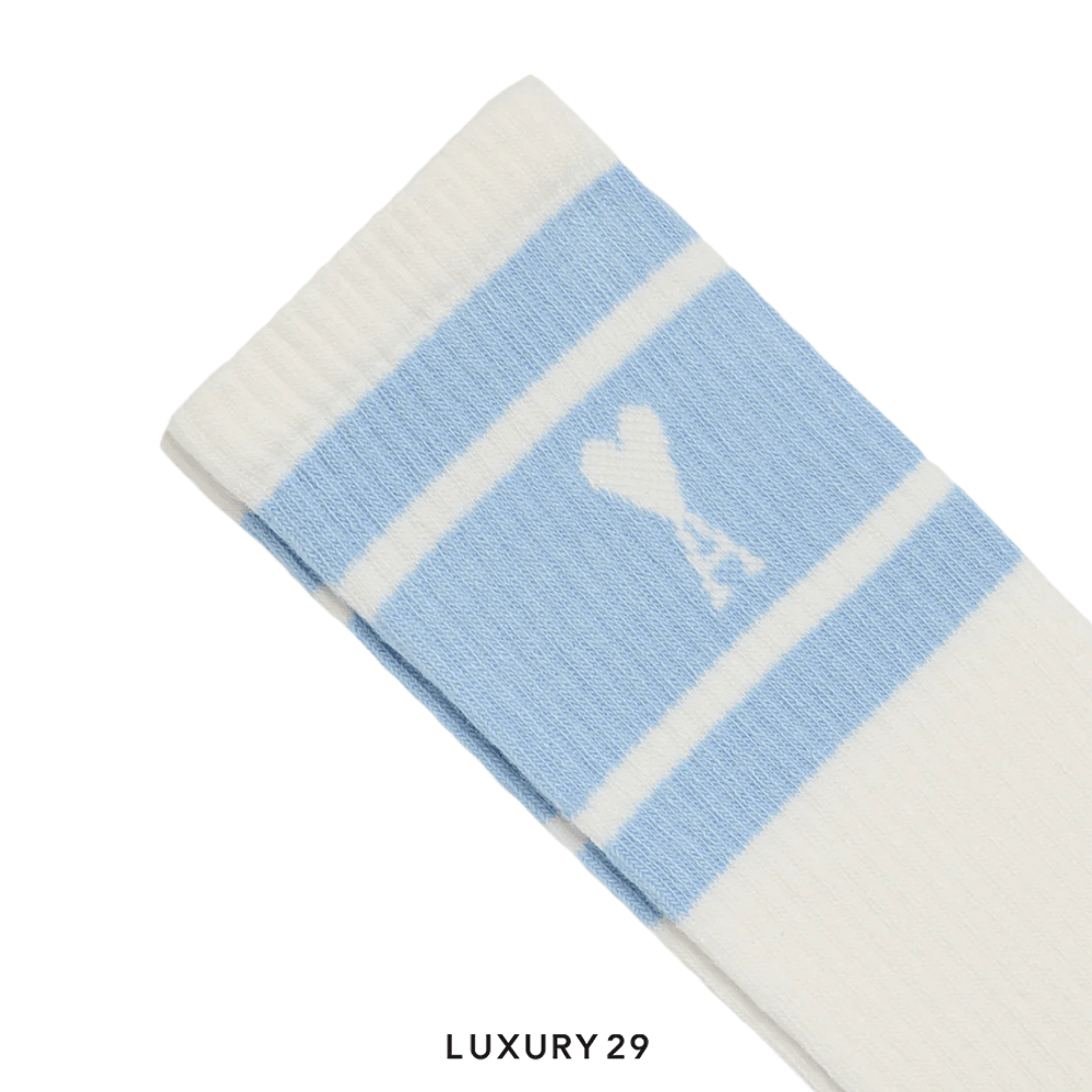 AMI DE COEUR STRIPED SOCKS CASHMERE BLUE(Free Size, Blue)