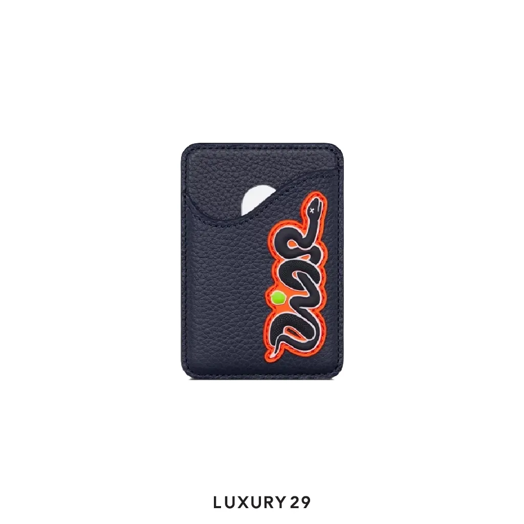 Dior And Kaws Saddle Magnetic Card Holder Red/Navy Blue(Small, Blue)
