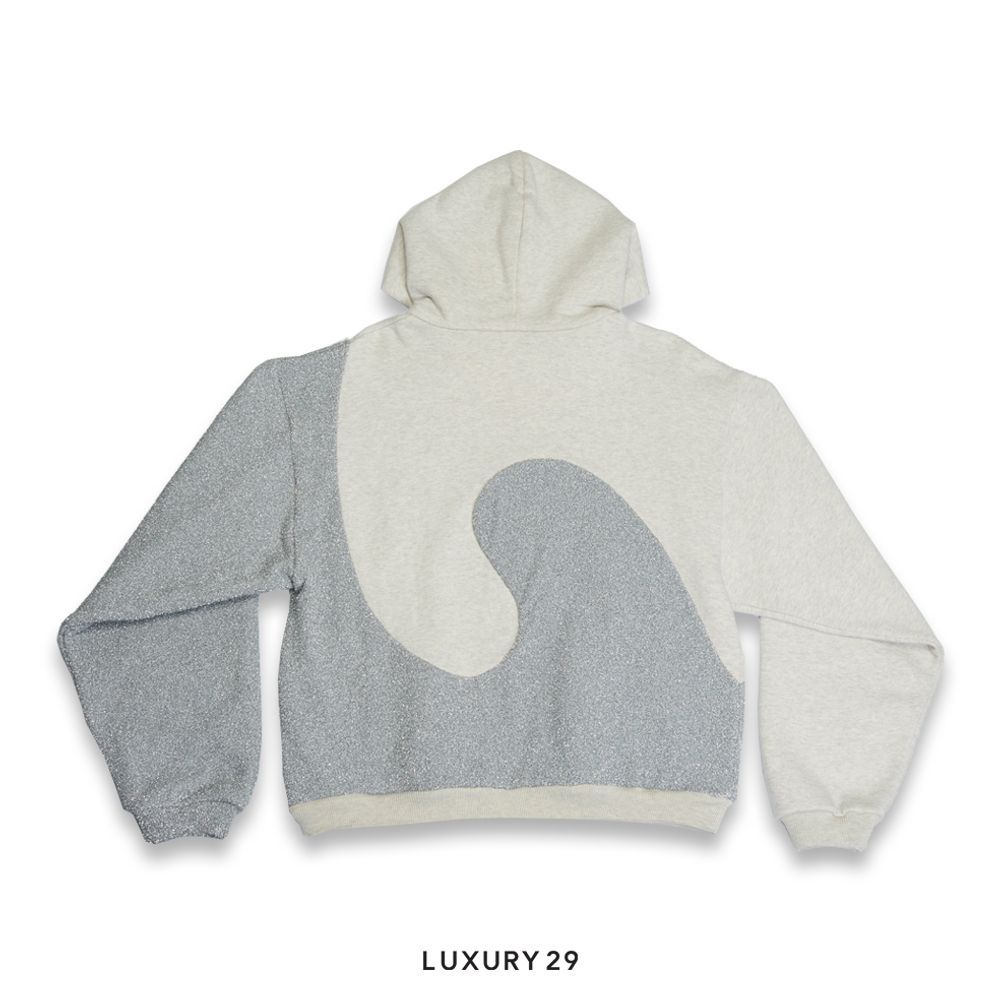 Dior by ERL Hooded Sweatshirt, Relaxed Fit Sweatshirt Gray Heathered Cotton Fleece(S, Grey)