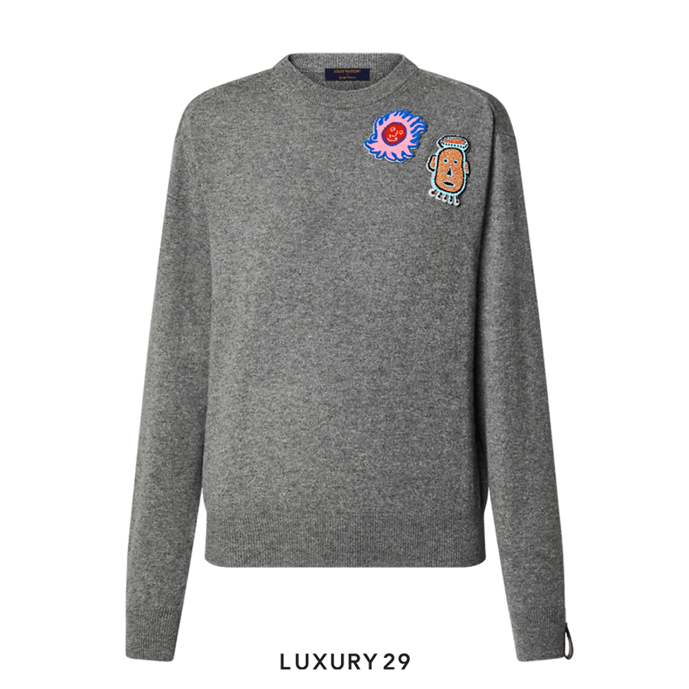 Louis Vuitton LV x YK Faces Patches Cashmere Jumper(M, Grey)