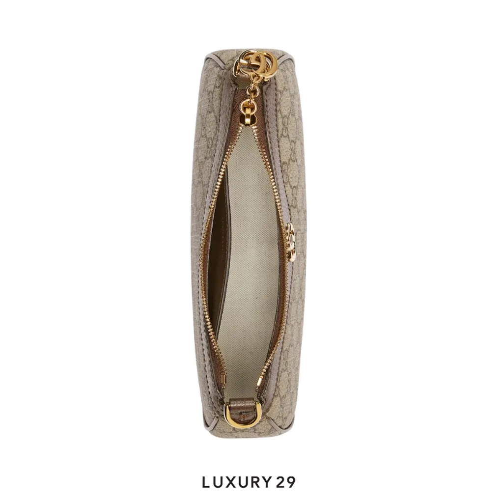 Gucci Ophidia small shoulder bag Beige and dark brown GG Supreme(Small, Brown)