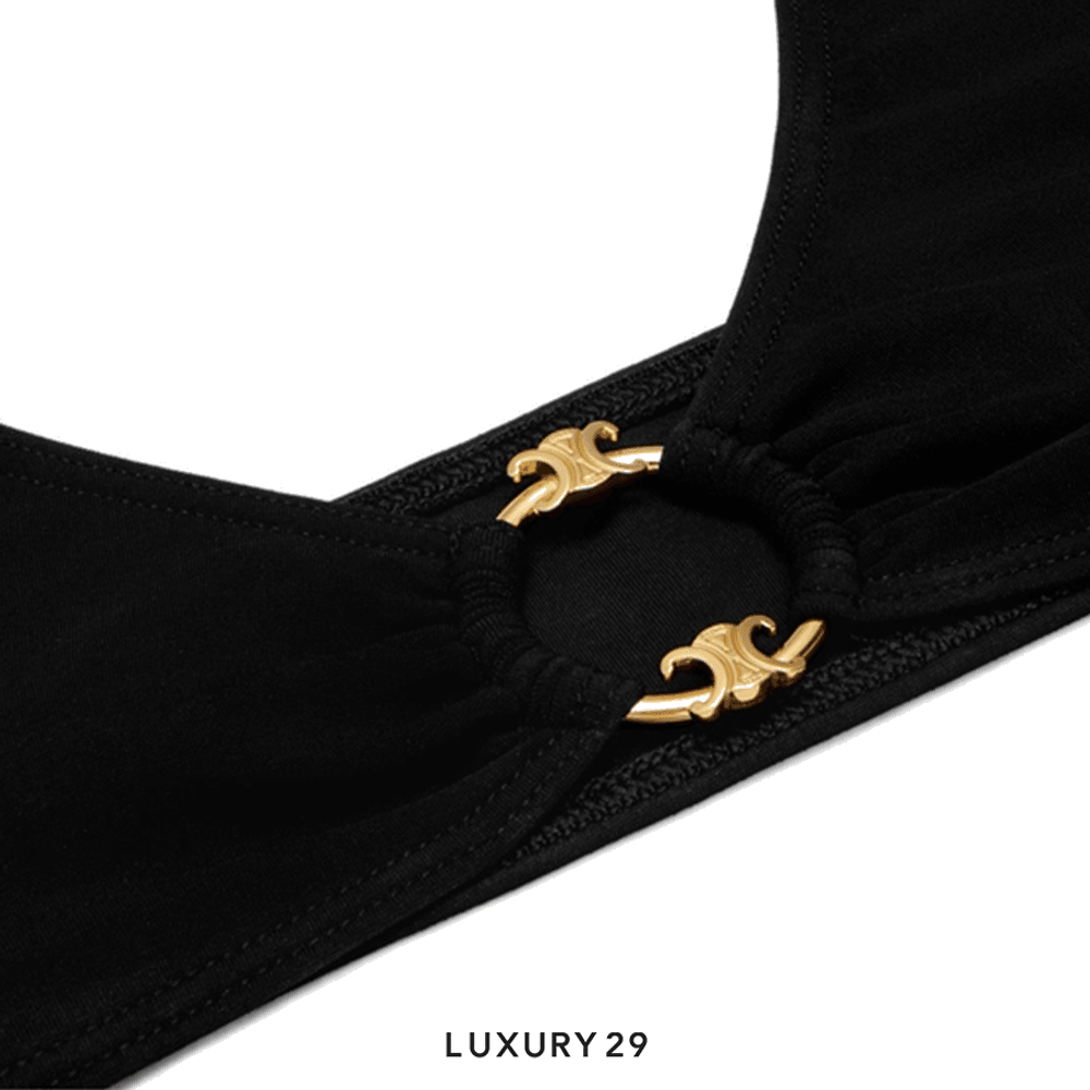 Celine triomphe triangle bottom in matte jersey Black(36, Black)