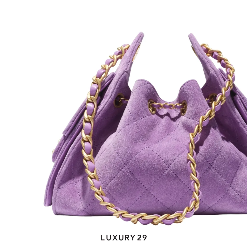 Chanel 25 Mini Handbag Suede Calfskin & Gold-Tone Metal Purple(Mini, Purple)