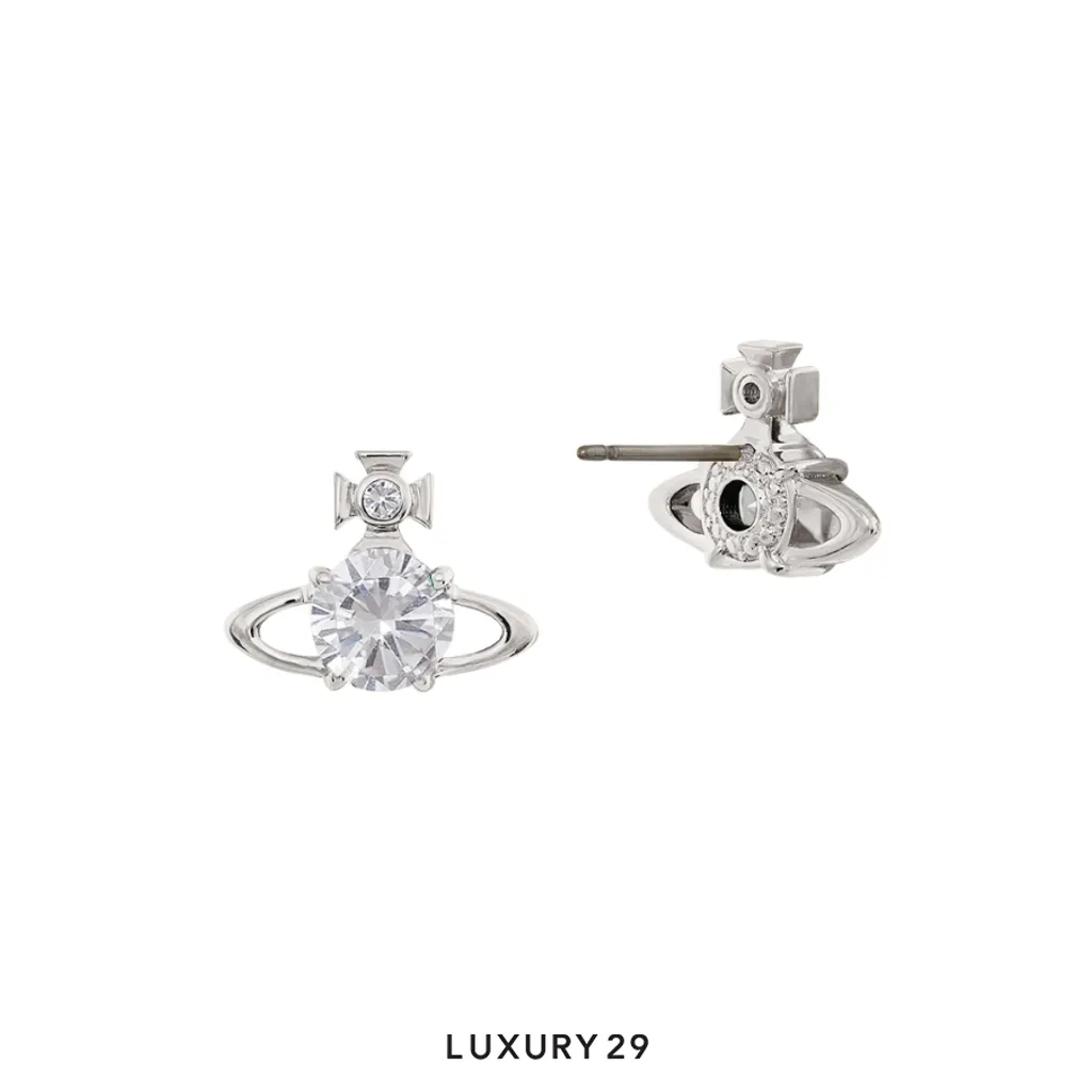Vivienne westwood Reina Earrings platinum white cz(Free Size, Silver)