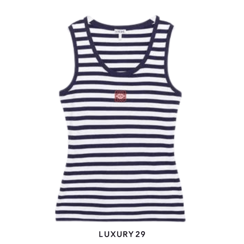 Loewe Anagram tank top in viscose blend White/Navy(S, Blue)