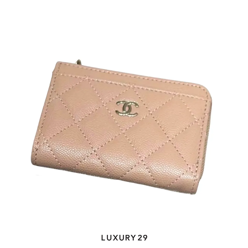 Chanel Quilted Caviar Leather beige with a gold CC logo(Small, Neutrals)