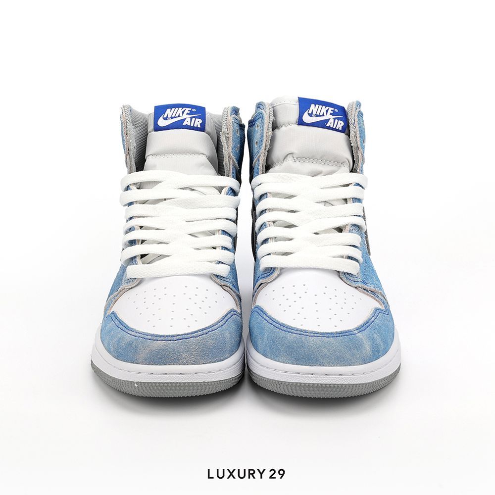 Nike Jordan 1 Retro High Hyper Royal Smoke Grey (GS)(36, Grey)