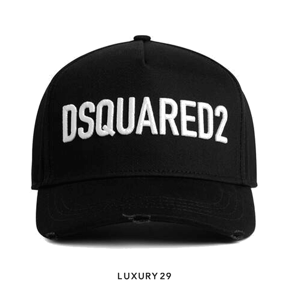 DSQUARED2 TECHNICOLOR BASEBALL CAP BLACK/WHITE(Free Size, Black)