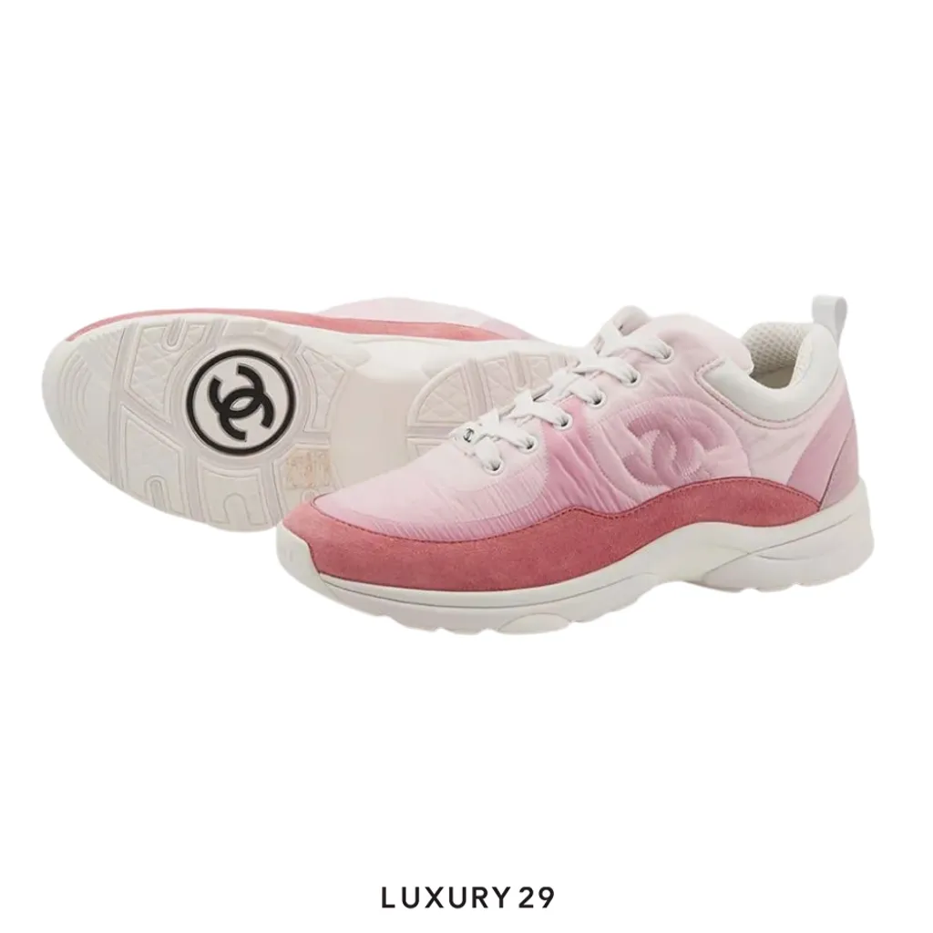 Chanel Trainers Fabric & Suede Calfskin Pale Pink(39.5, Pink)