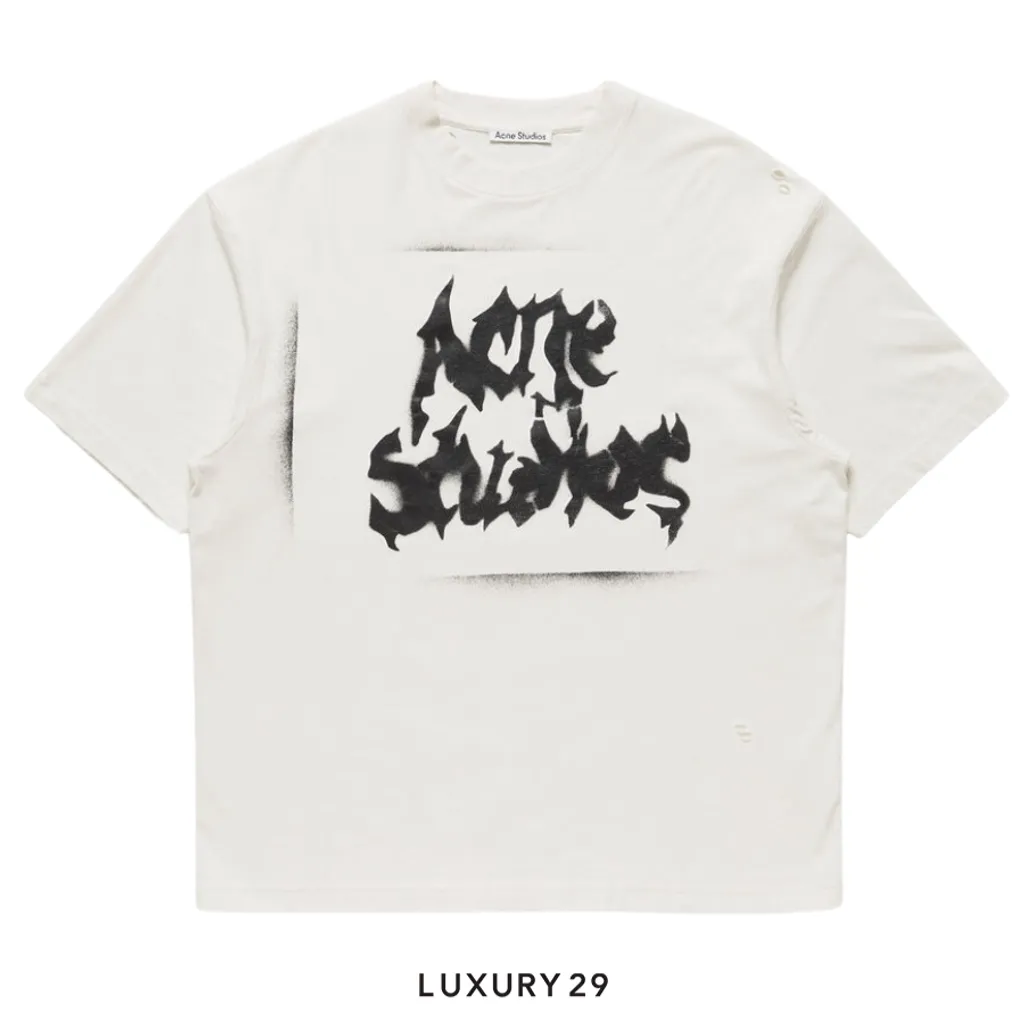 Acne Studios Gothic logo t-shirt Dusty white(S/XS, White)