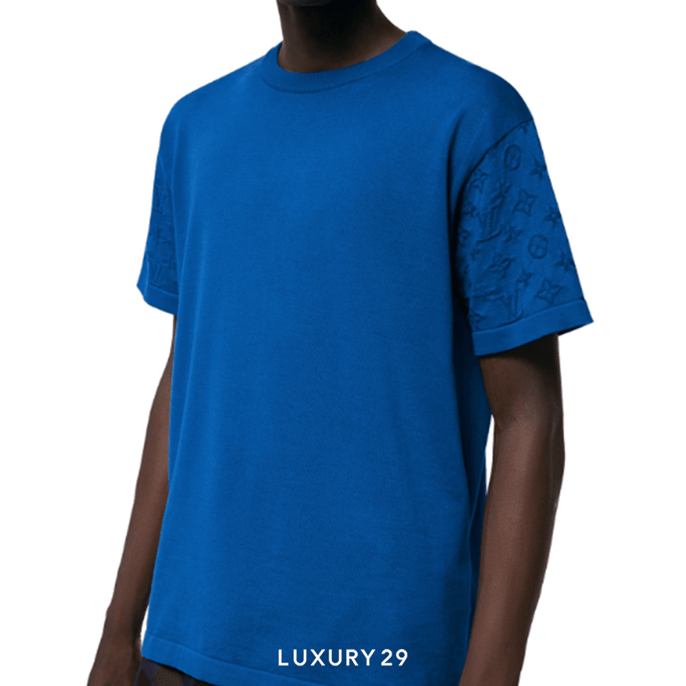 Louis Vuitton LV SHORT-SLEEVED SIGNATURE CREWNECK(L, Blue)