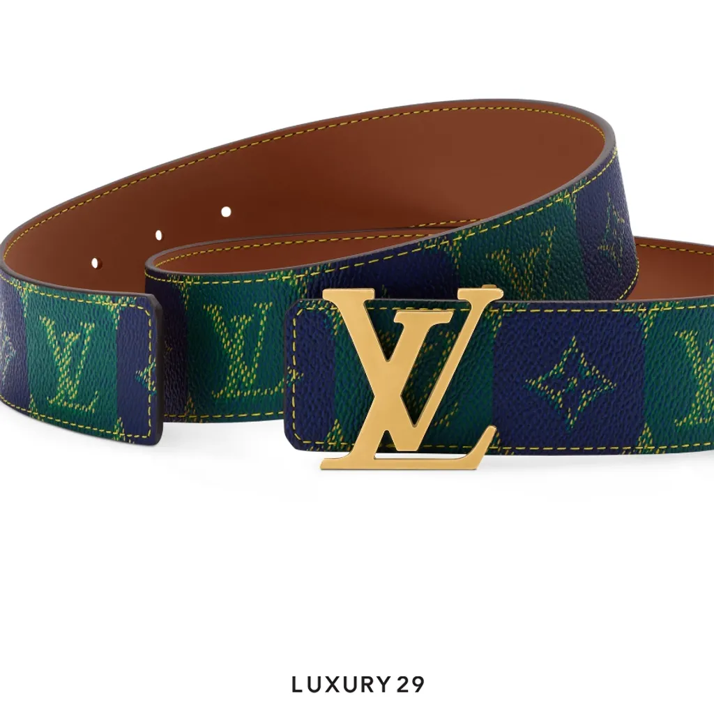 Louis Vuitton LV Initials College Monogram Heritage 40MM Reversible Belt Green(40, Green)