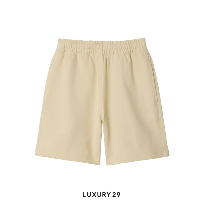 Burberry Check Label Cotton Shorts Neutrals