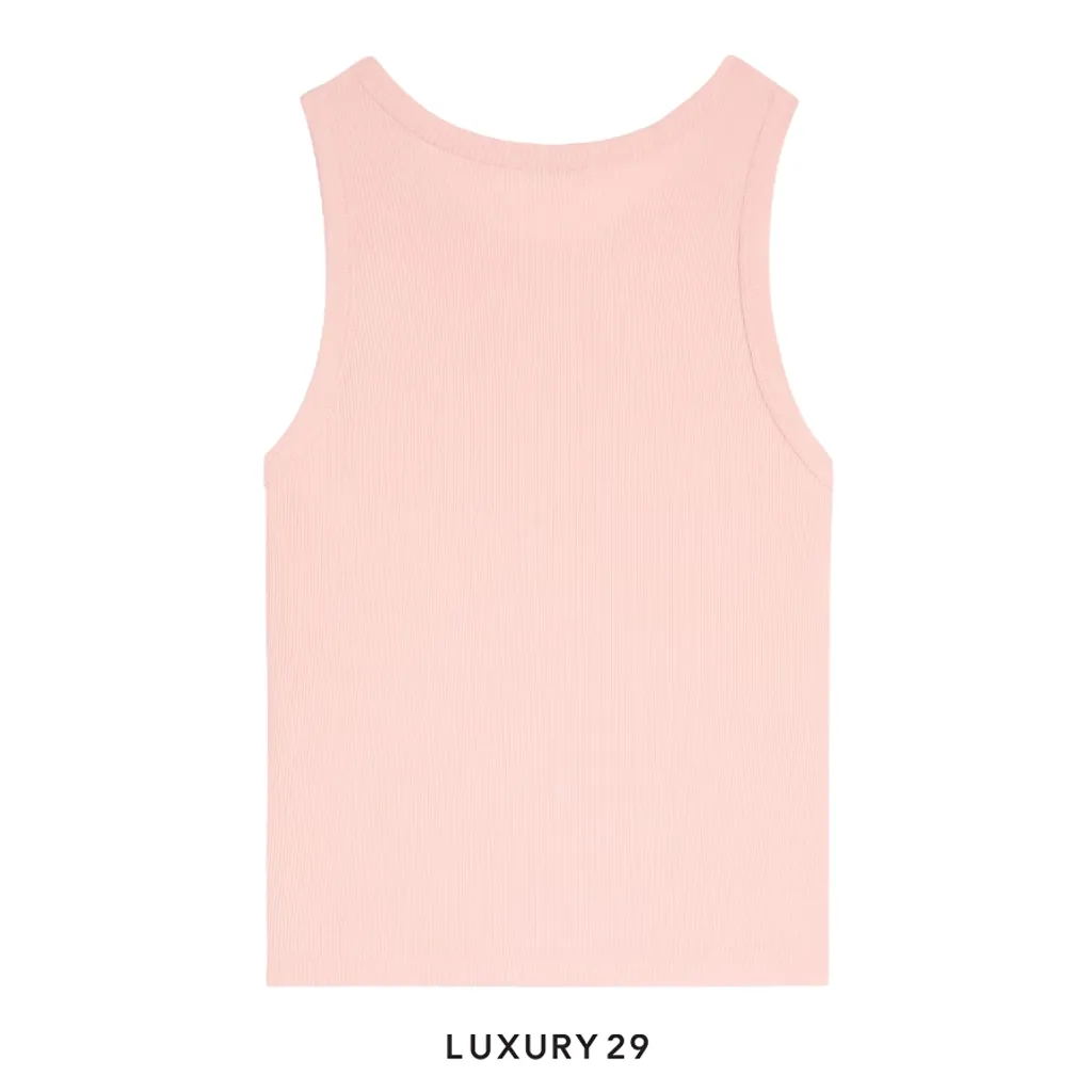 Celine triomphe tank top IN ribbed cotton Tank Top Light Peach(S, Pink)