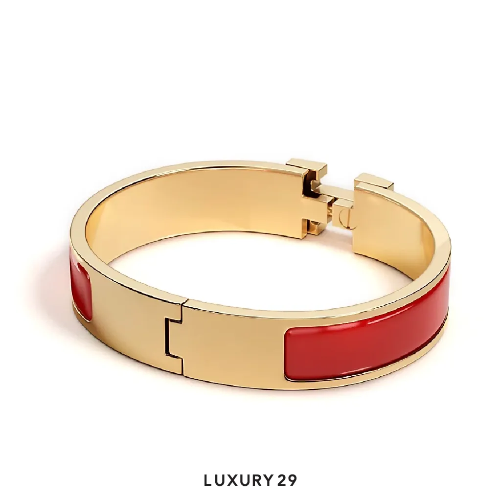 Hermes Clic H Bracelet Gold plated PM Rouge Amarante(Small, Red)