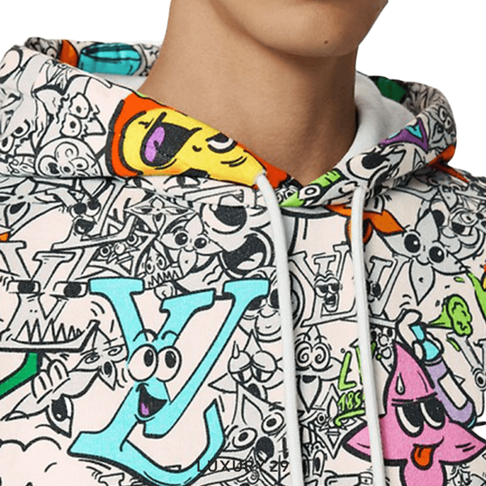Louis Vuitton LV Monogram Comics Hoodie(4XL, White)