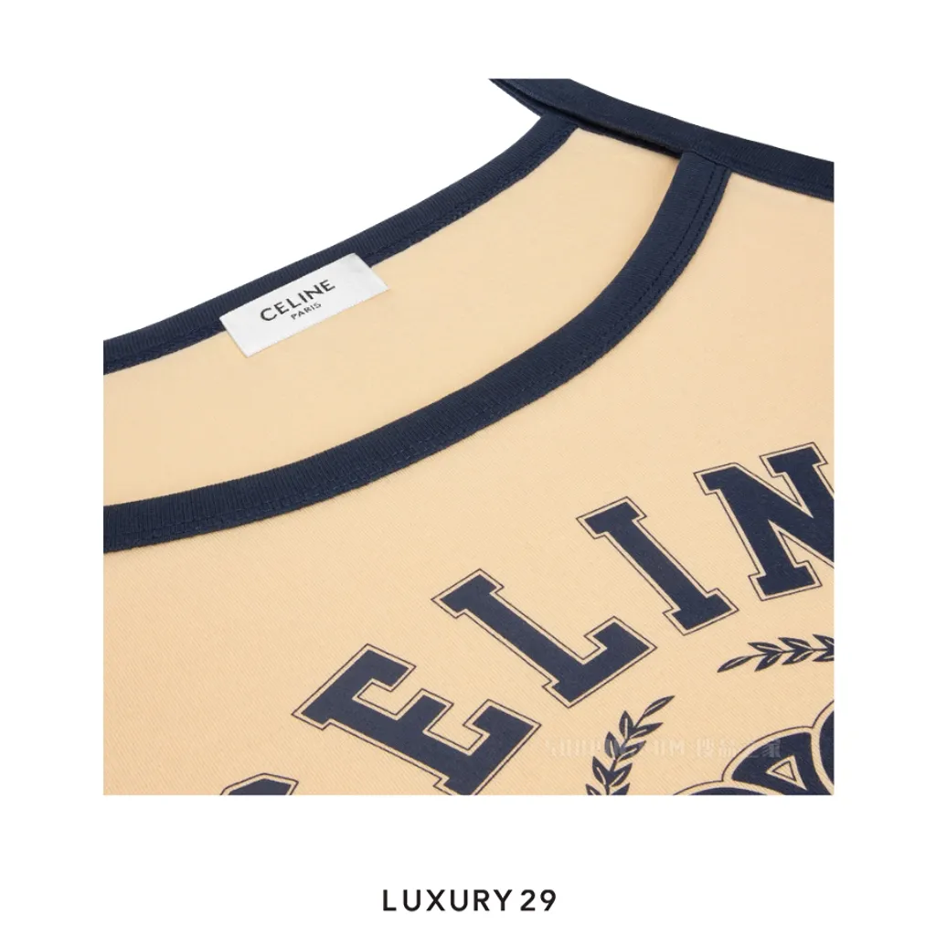 Celine Paris Tank Top In Cotton Jersey VINTAGE Cheesecake/Navy(M, Neutrals)