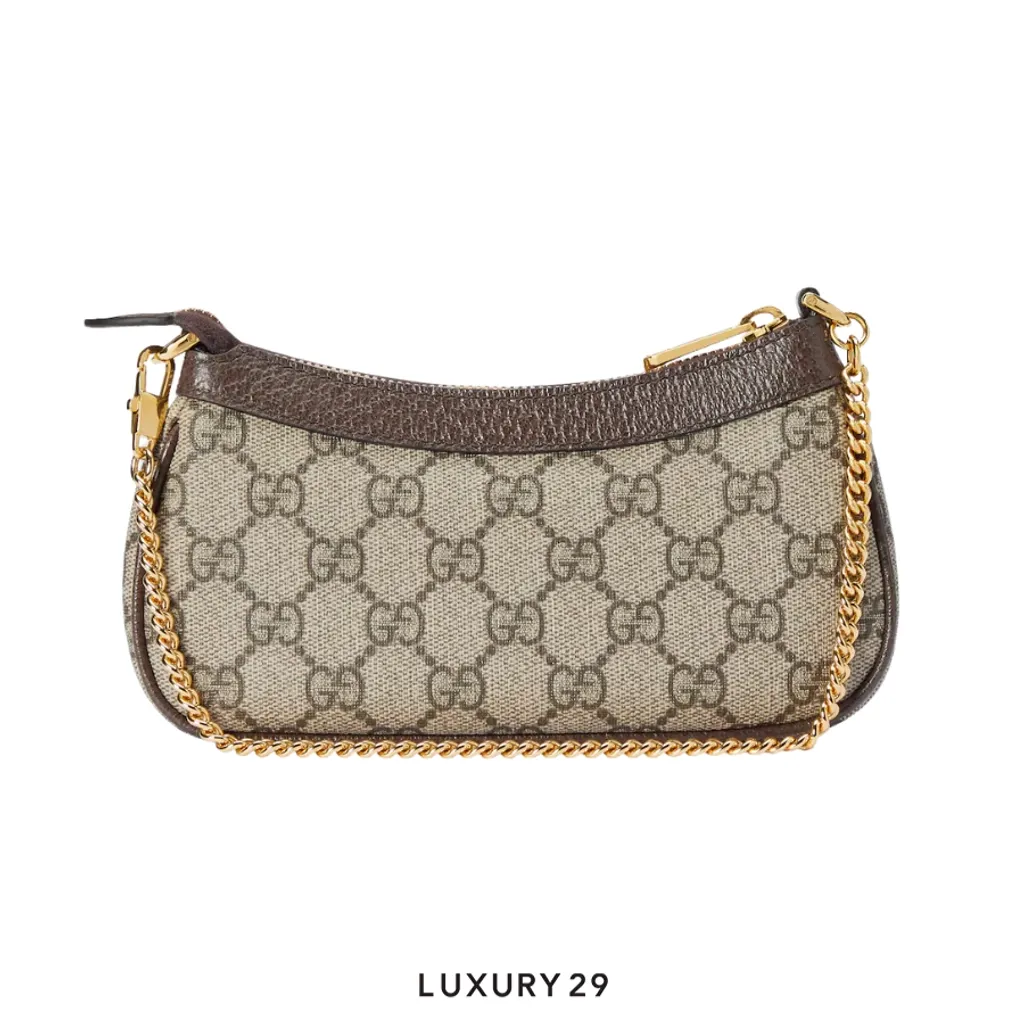 Gucci Ophidia mini bag Beige and ebony GG Supreme canvas(Mini, Brown)