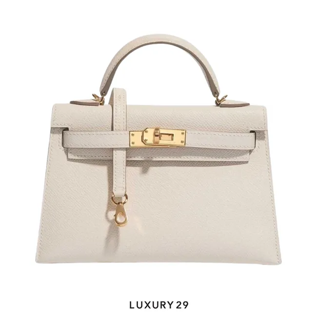 Hermes SAC Mini Kelly II Sellier Epsom Craie Gold hardware K Stamp