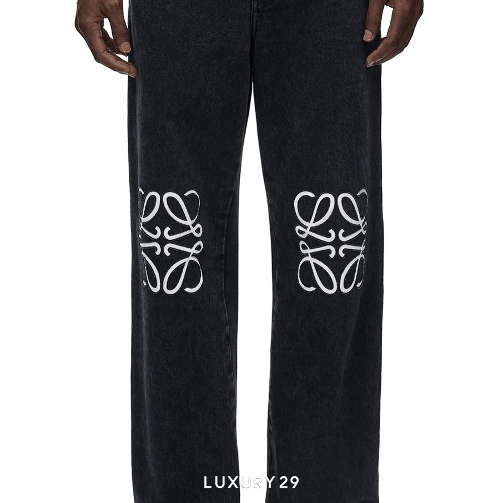Loewe Anagram Baggy Jeans in Denim Black(34, Black)