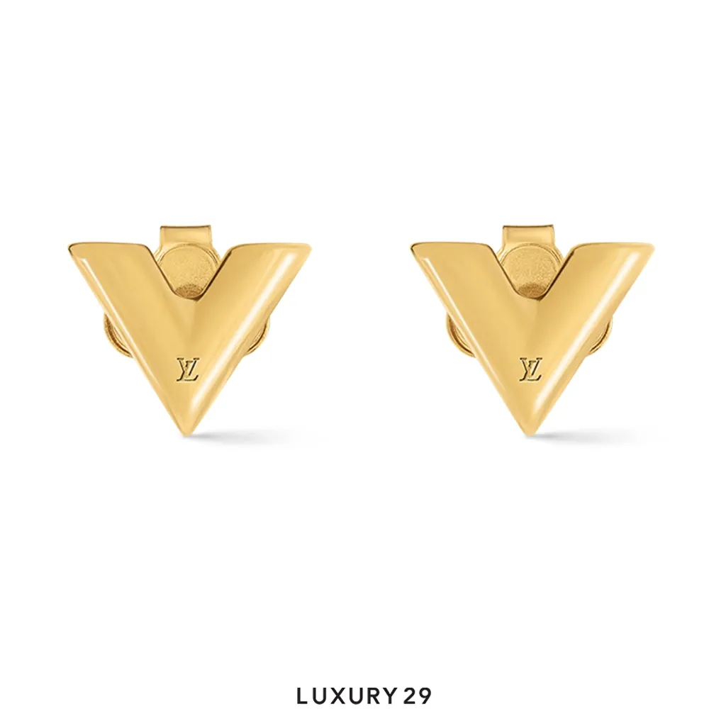 Louis Vuitton LV Essential V Stud Earrings(Free Size, Gold)
