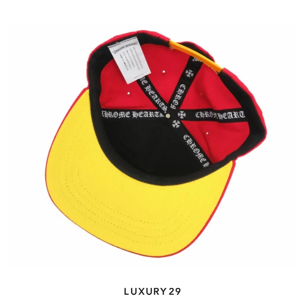 Chrome Hearts CH Silver Button Hat Red/Yellow(Small, Red)