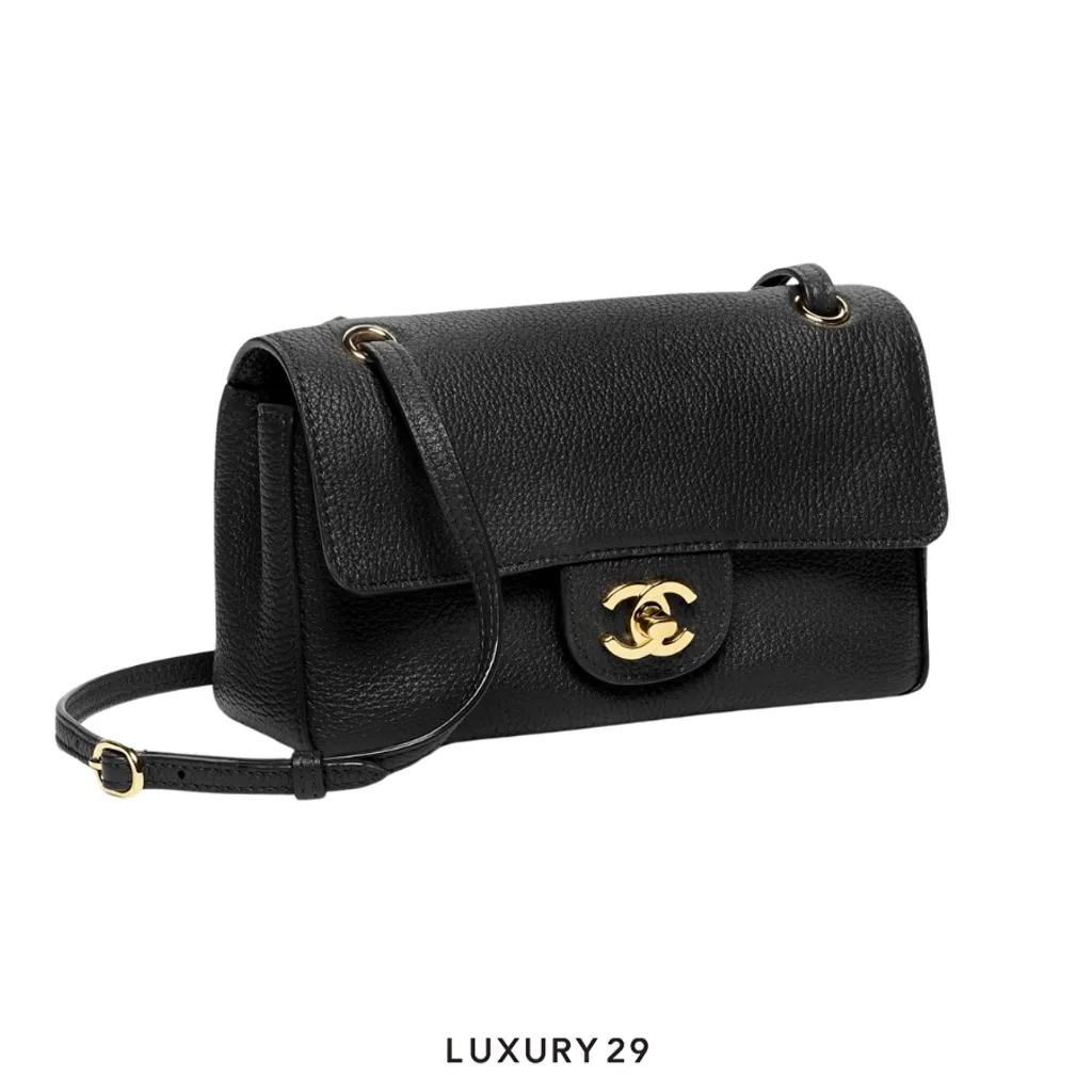 Chanel Mini Preppy Coco Flap Bag Grained Calfskin & Gold-Tone Metal Black(Small, Black)