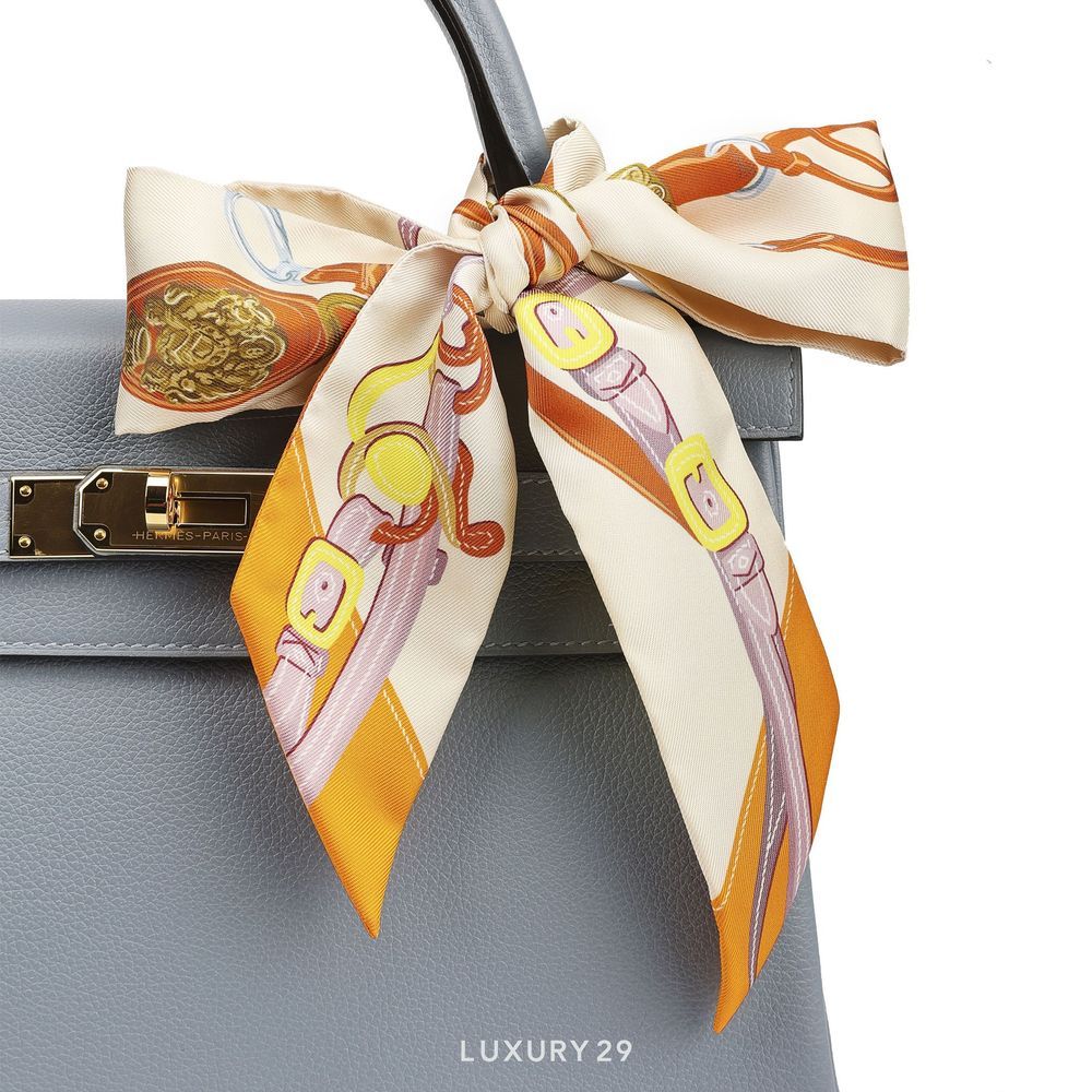 Hermes Brides de Gala Applique Pique Twilly Creme / Orange / Jaune Vif(Free Size, Yellow)