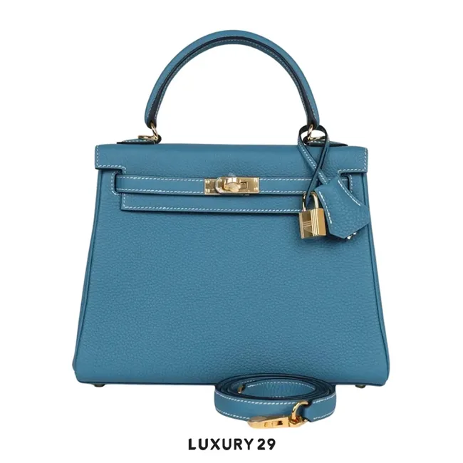 Hermes Sac Kelly II Retourne 25 Veau Togo D2 New Bleu Jean / B Stamp  (2023)