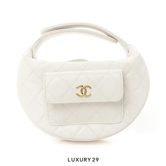 Chanel Matelasse AP3467 White Caviar Skin Handbag Gold hardware