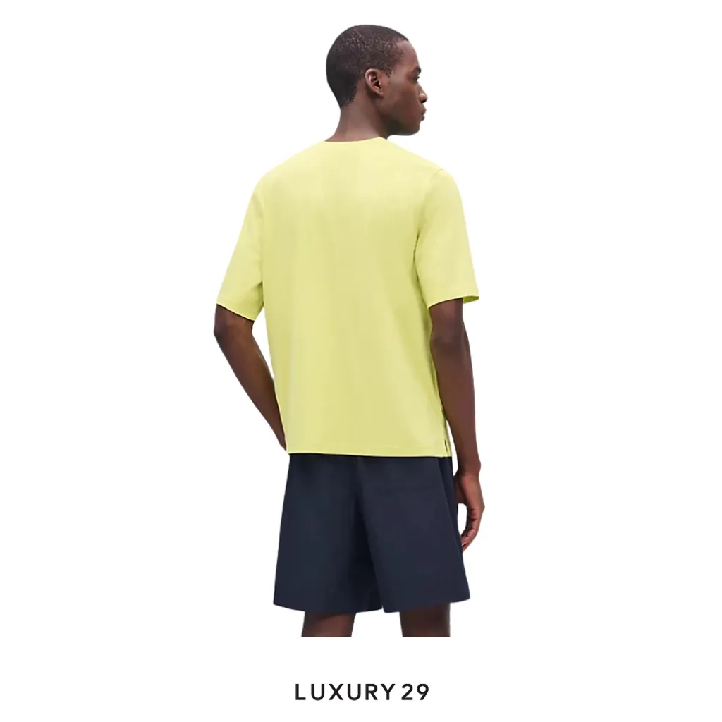 HERMES "H Puzzle" t-shirt with leather detail Lime(L, Green)