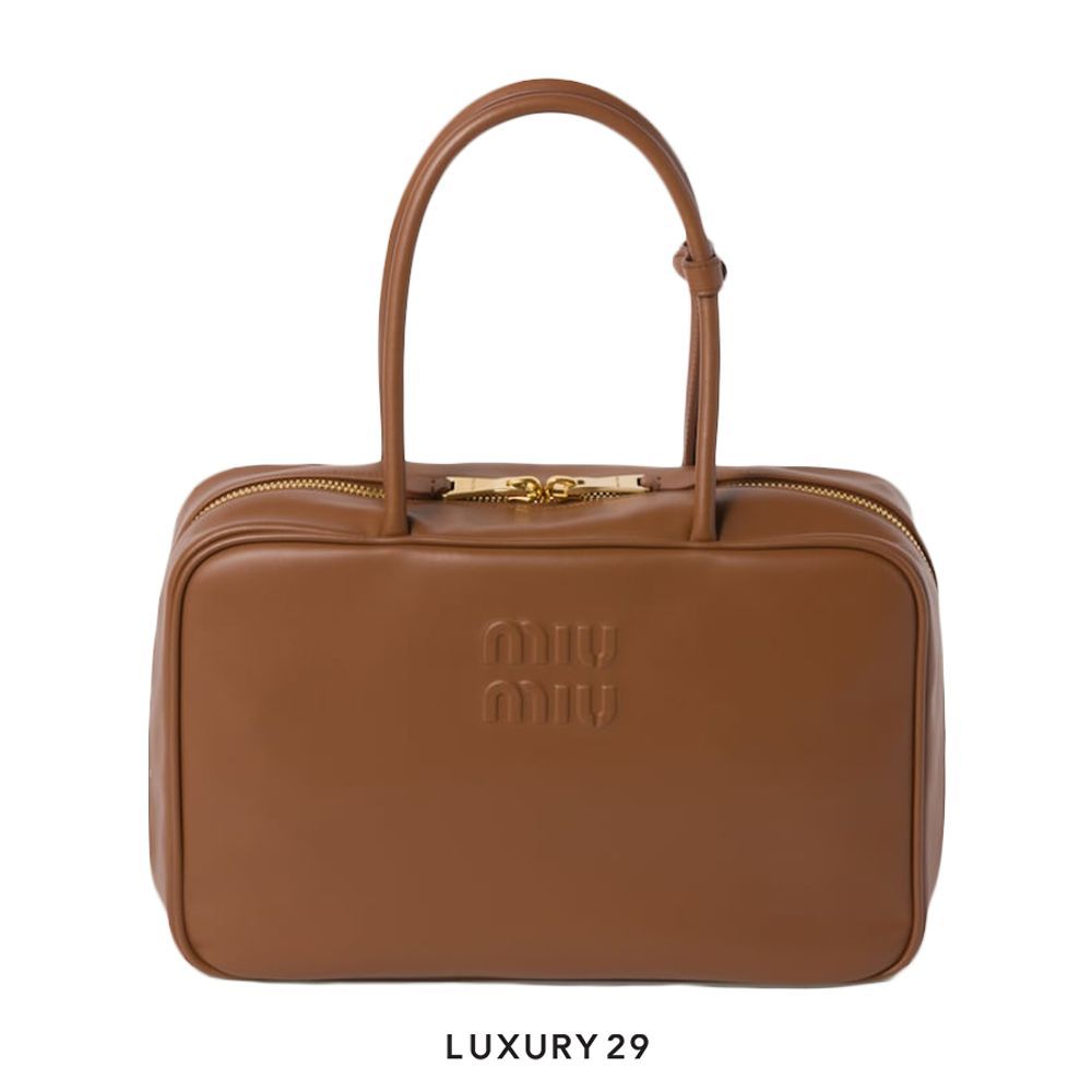 Miu Miu Leather Beau bag trick In Radica(Large, Brown)