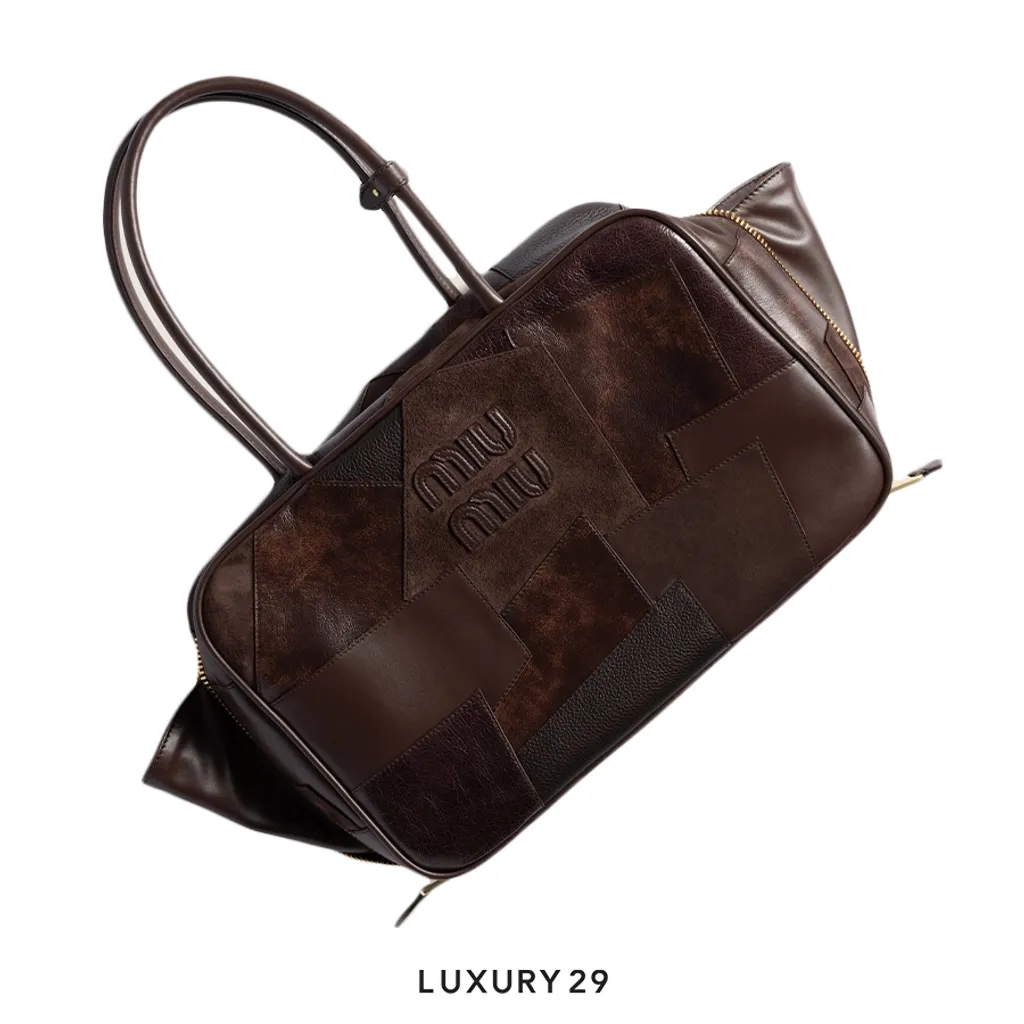 Miu Miu Leather patchwork Beau bag Radica(Medium, Brown)