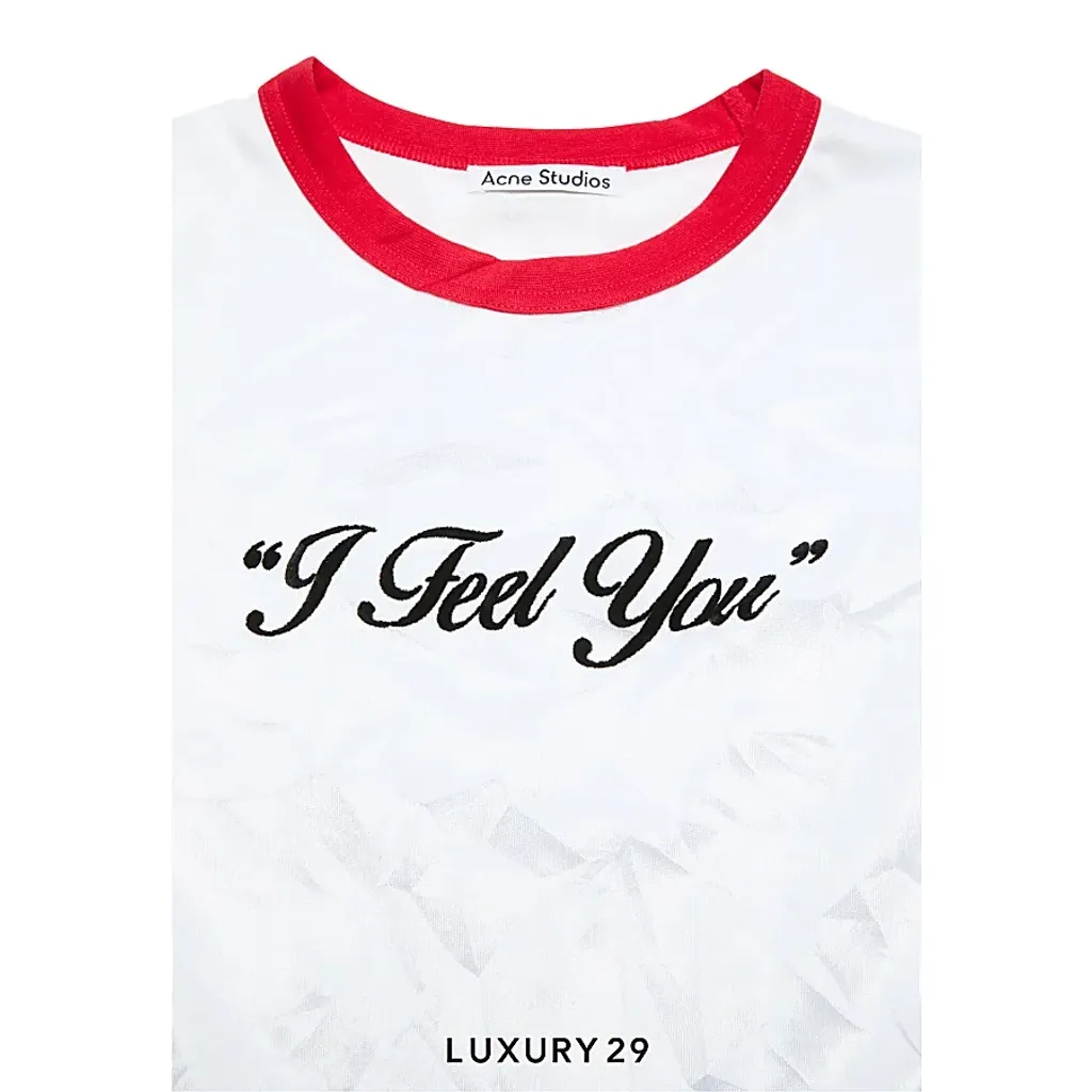 Acne Studios Crinkled logo t-shirt White/Red(S, White)