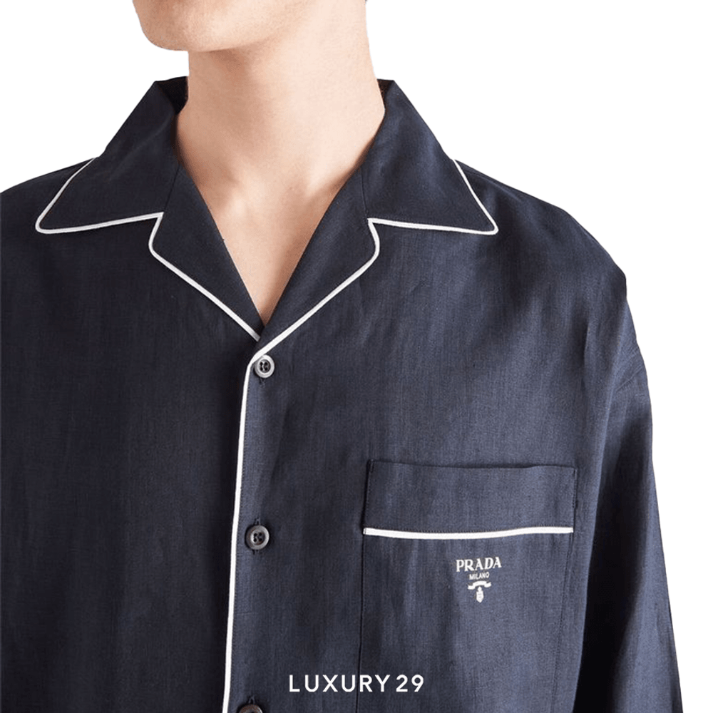 Prada Linen Shirt Navy(M, Blue)