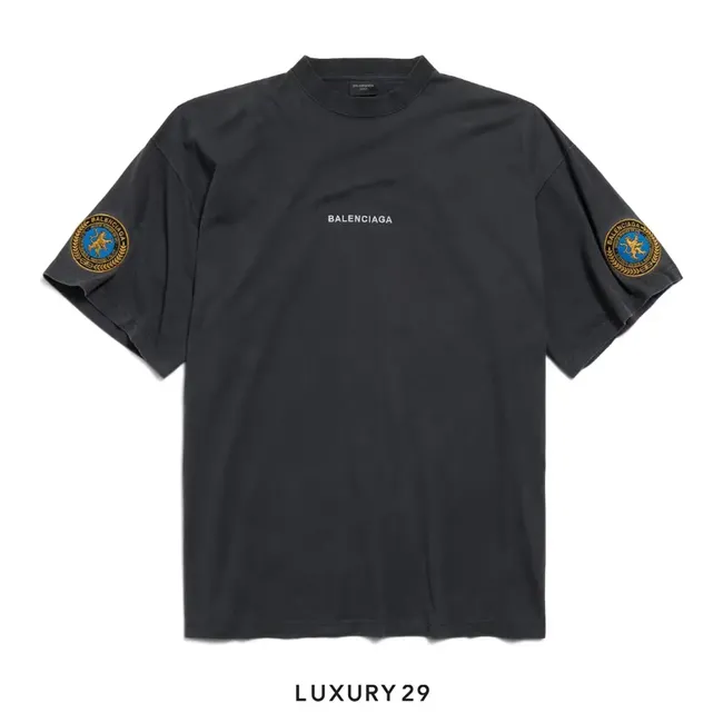 Balenciaga Men's Uniform Merch Oversized T-shirt in Black Faded