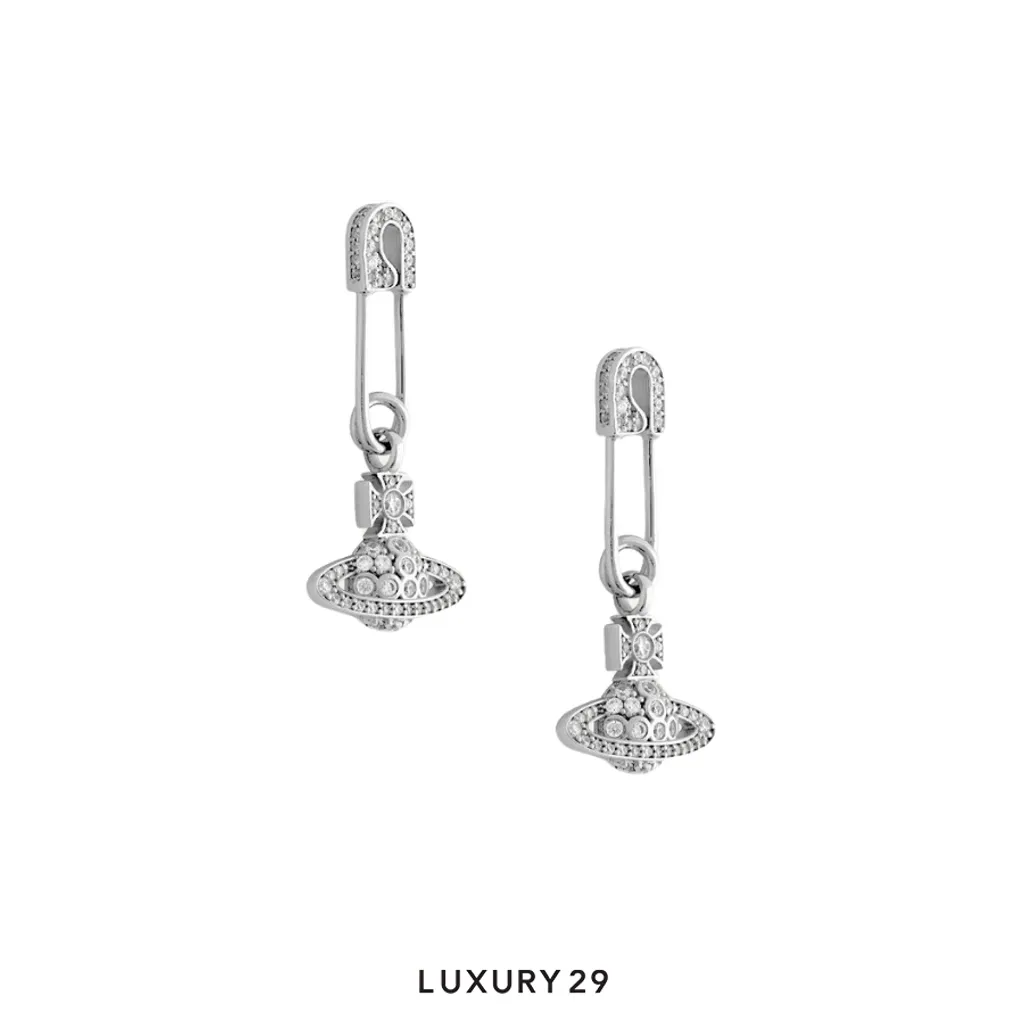 Vivienne Westwood Lucrece Earrings Platinum/White CZ(Free Size, Silver)
