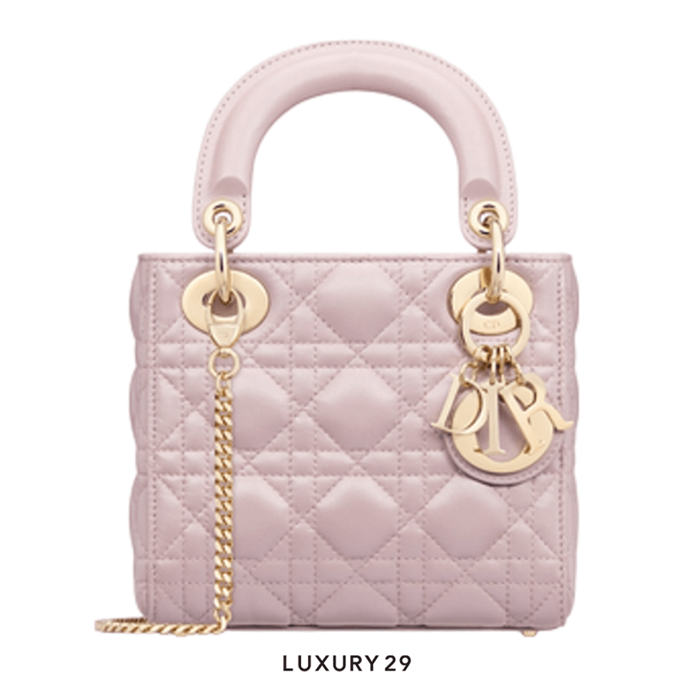 Dior Mini Lady Dior Bag Lotus Pearlescent Cannage Lambskin(Mini, Pink)