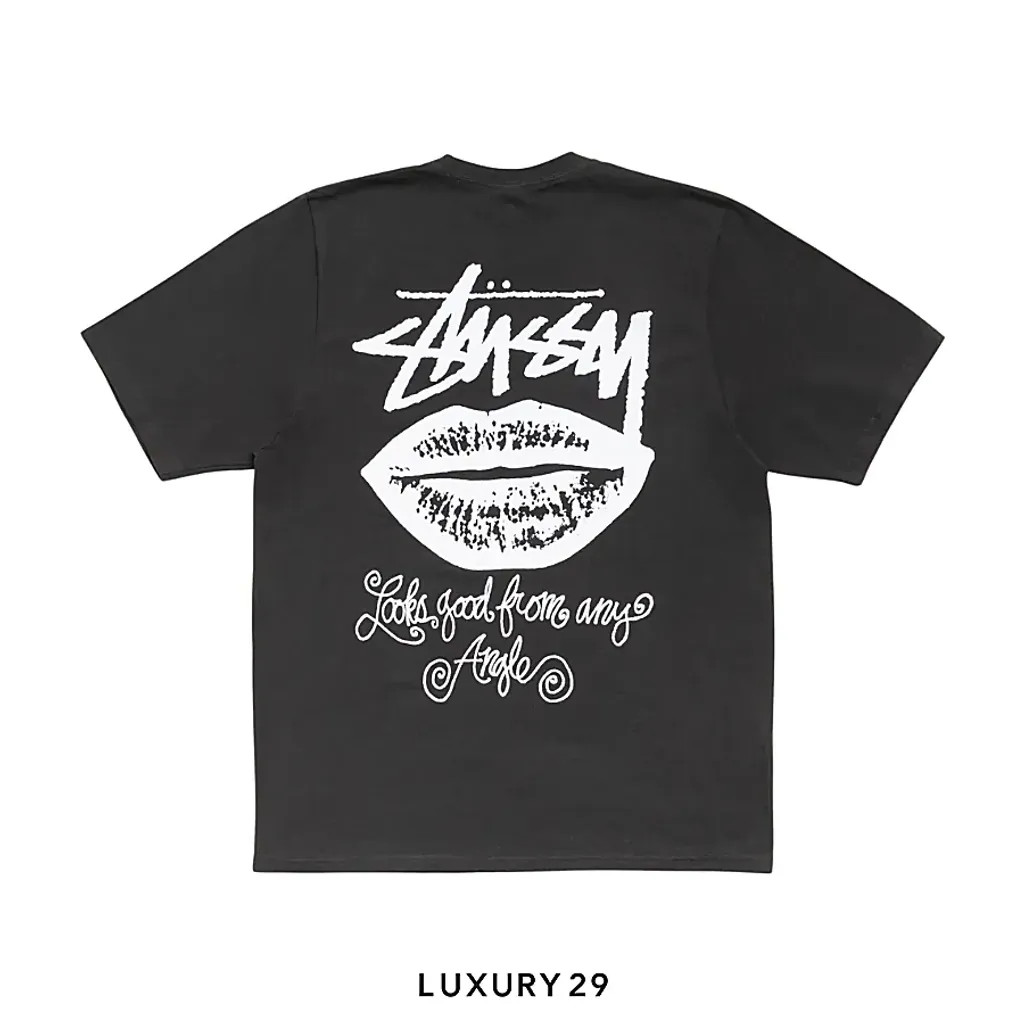 STUSSY ANY ANGLE TEE PIGMENT DYED FADED BLACK(M, Black)