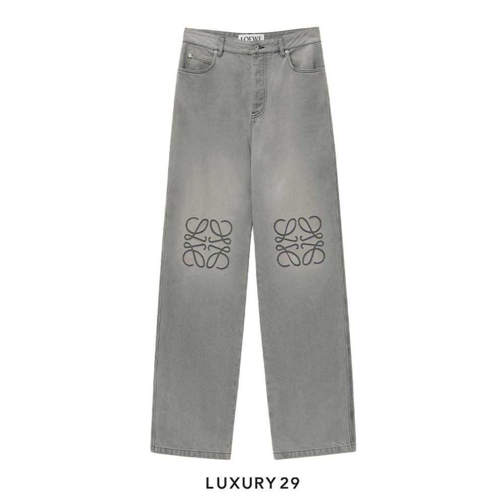 Loewe Anagram baggy jeans in denim Grey Melange(46, Grey)