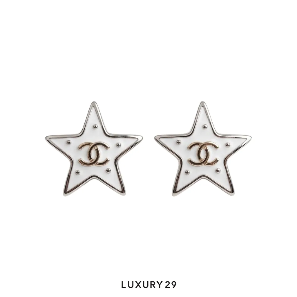 CHANEL CC logo star motif earrings Silver(Free Size, Silver)