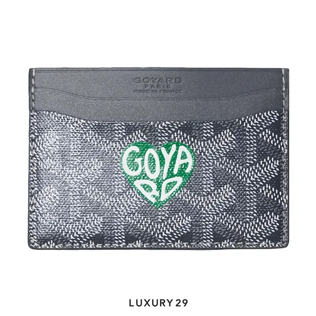 Goyard Saint-Sulpice Card Wallet Grey Hand-Painted Heart Green