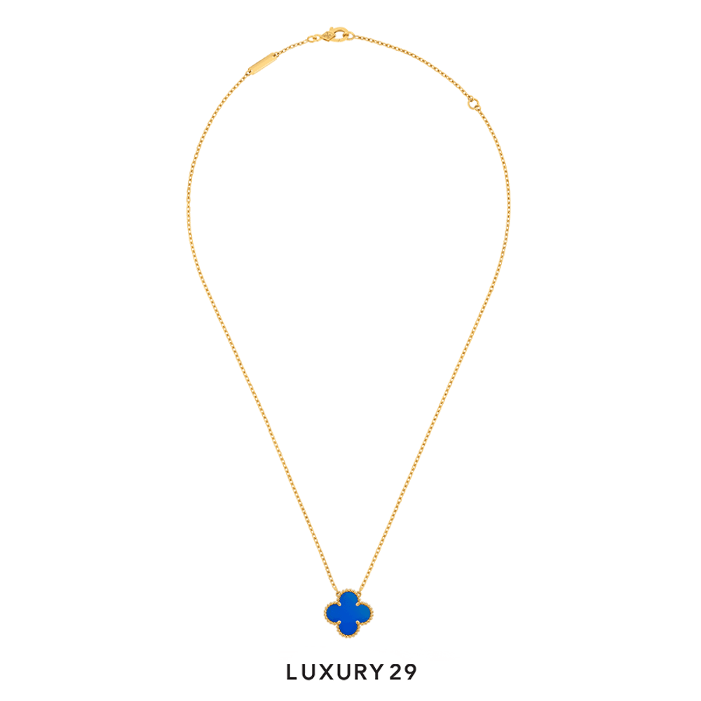 Van Cleef & Arpels Vintage Alhambra pendant, 18K yellow gold, blue agate(Free Size, Blue)