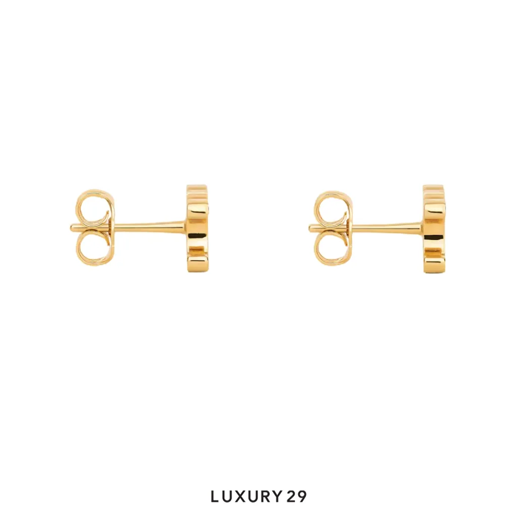 Celine Triomphe earring set, brass with gold plating(Free Size, Gold)