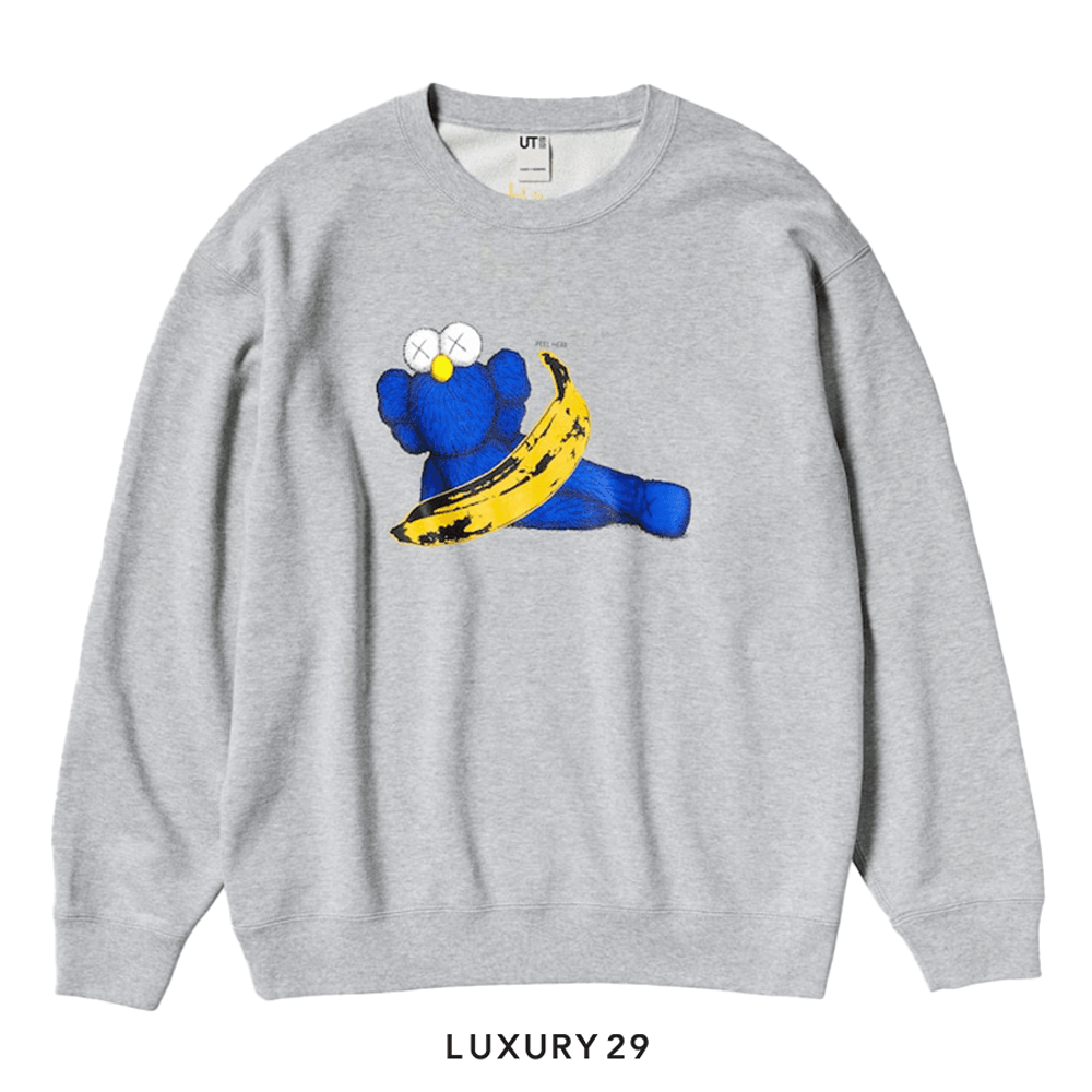 KAWS + Warhol Sweat Long Sleeve Shirt Grey(XS, Grey)
