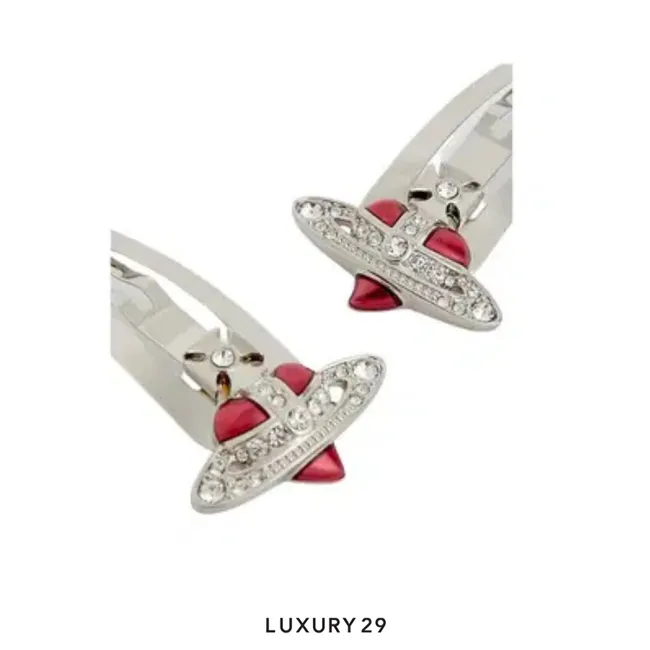 Vivienne Westwood Heart Diamante-Embellished Silver-Tone Brass Hairclips  (Set Of Two)