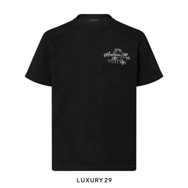 Louis Vuitton LV Embellished Short-Sleeved Cotton Crewneck Black